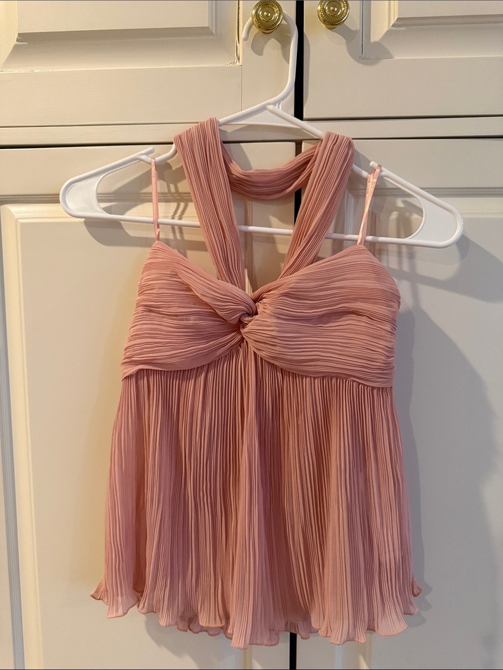 Zara Dusty Pink Pleated Twist-Front Camisole